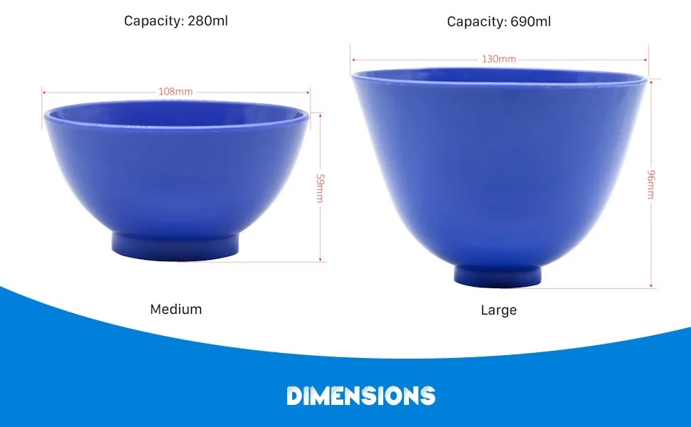 Impresive Smile Dental Lab Rubber Mixing Bowl Flexible Reusable for Alginate Plaster and Stone (Medium) - Dimensions of Medium and Large Mixing Bowls