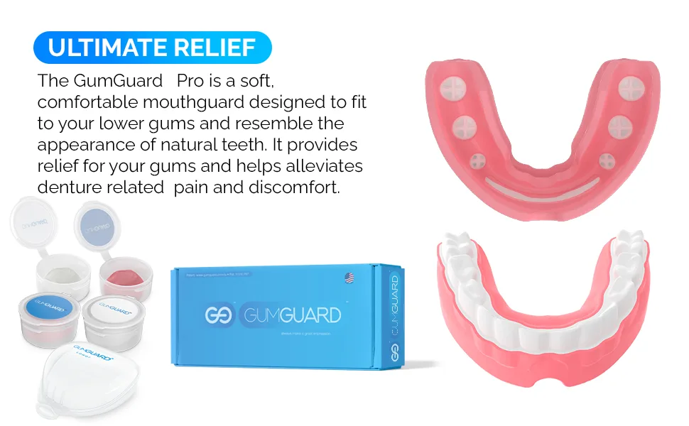 PRO Denture Mouthguard Set - Soft Customizable Fit Relief for Grinding & Clenching - Ideal for Denture Wearers & Implant Patients Lower White and Pink Pro Guard Set - product information 2