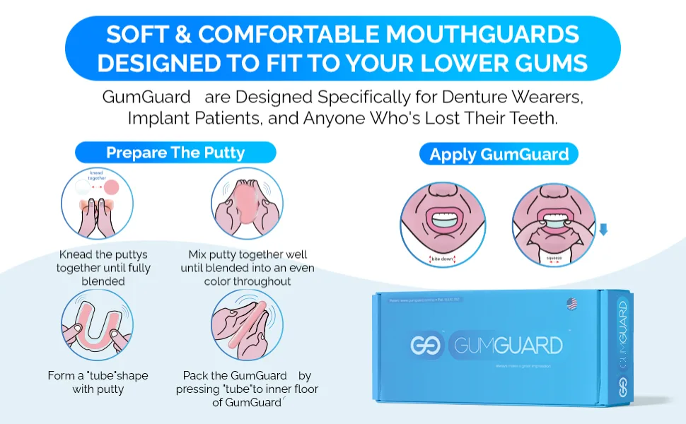 PRO Denture Mouthguard Set - Soft Customizable Fit Relief for Grinding & Clenching - Ideal for Denture Wearers & Implant Patients Lower White and Pink Pro Guard Set - product information 7