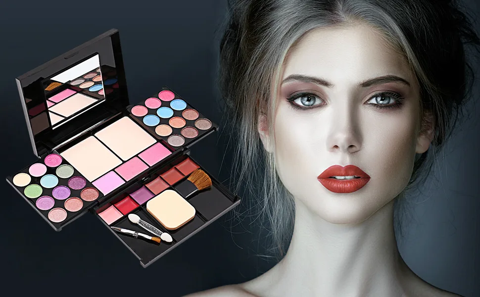 Eyeshadow Palette Makeup Palette 35 Bright Colors Matte and Shimmer Lip Gloss Blush Brushes - product information 4