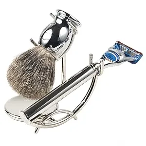 Parker s Luxurious 3-Piece Shave Set with Gillette Fusion 5-Blade Cartrdige Compatible Razor Handle Badger Brush & Deluxe Stand - product information 2