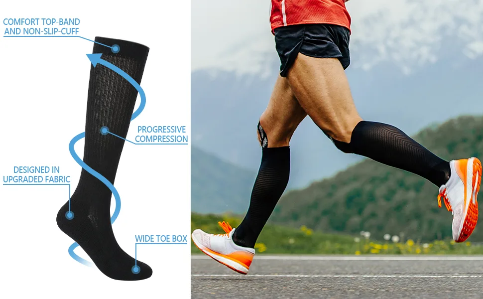 6Pairs Cotton Compression Socks for Men & Women Circulation 8-15mmHg Knee High Socks - product information 7