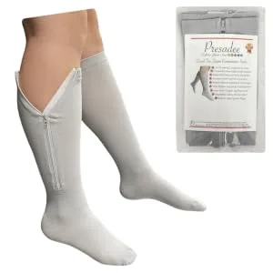Closed Toe Gray 15-20 mmHg Zipper Compression Calf Circulation Leg Sock 4XL Gray - Closed Toe 20-30 mmhg