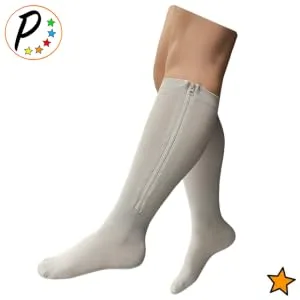 Closed Toe Gray 15-20 mmHg Zipper Compression Calf Circulation Leg Sock 4XL Gray - Closed Toe Grey Zipper