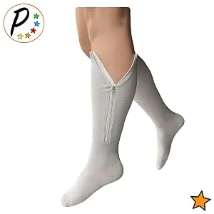 Closed Toe Gray 15-20 mmHg Zipper Compression Calf Circulation Leg Sock 4XL Gray - Closed Toe Grey Zipper Socks
