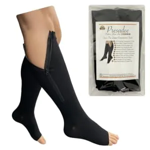 Closed Toe Gray 15-20 mmHg Zipper Compression Calf Circulation Leg Sock 4XL Gray - Open Toe Zipper Socks