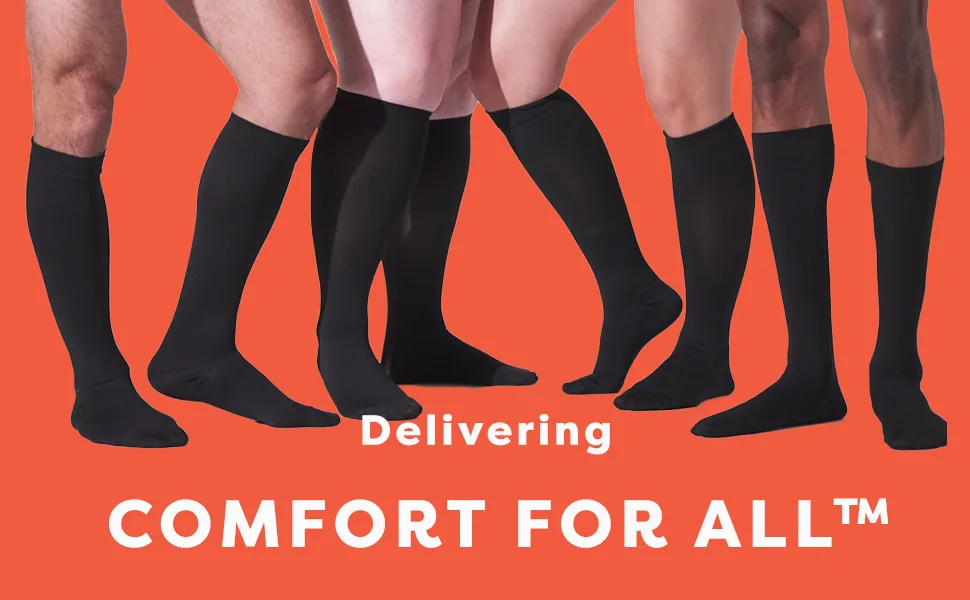 Super Stretch Mens Big and Tall Compression Socks 15-20 mmHg Easy On/Off 1 Pair (13-16 Black) - Comfort for All