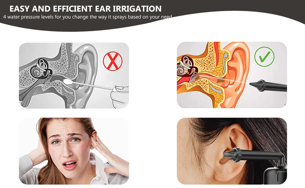 Ear Wax Removal Tool Ear Cleaning Tool Water Resistant USB Rechargeable Electric with 2 Types Nozzles 3 Modes and Effective - product information 3