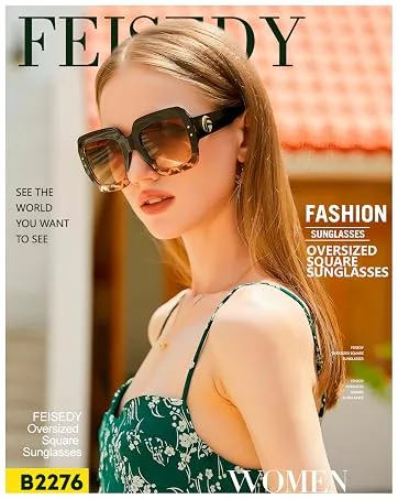 FEISEDY Retro Oversized Blue Light Blocking Reading Glasses Thick Frame Anti Glare Digital Eyestrain Readers B2980 Black Frame 2.0 x - 2276