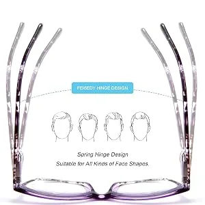 FEISEDY Square Progressive Multifocus Blue Light Blocking Anti-fatigue Reading Glasses B2690 Purple 1.5 x - 2690-6