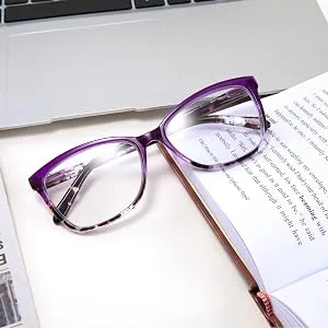 FEISEDY Square Progressive Multifocus Blue Light Blocking Anti-fatigue Reading Glasses B2690 Purple 1.5 x - 2690-8