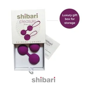 Shibari Kegel Dual Weighted High Grade Silicone Exercise Kit for Bladder Control and Pelvic Floor Purple - Luxury gift box for storage