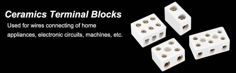 uxcell Ceramics Terminal Blocks High Temp Porcelain Ceramic Connectors 2 Way for Electrical Wire Cable 30A - product information 2
