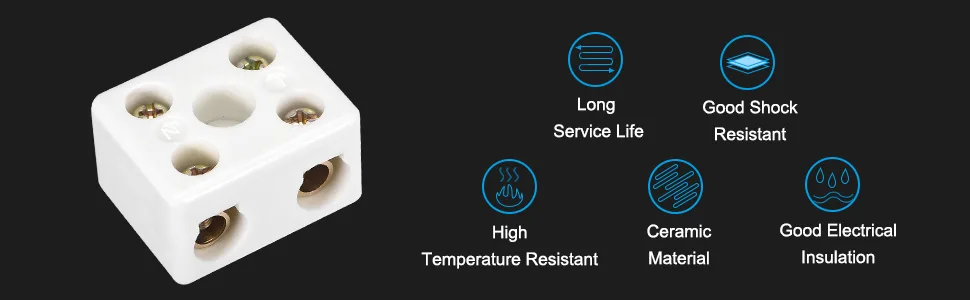 uxcell Ceramics Terminal Blocks High Temp Porcelain Ceramic Connectors 2 Way for Electrical Wire Cable 30A - product information 4