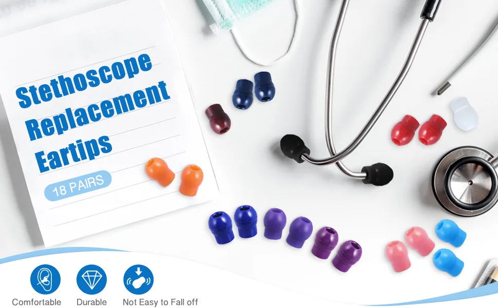BBTO 36 Pieces Replacement Ear Tips for Stethoscopes Universal Soft-Sealing Earbuds 30 Pieces Colored and 6 Pieces Transparent (Rainbow Color) - product information 2