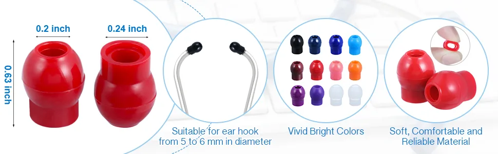 BBTO 36 Pieces Replacement Ear Tips for Stethoscopes Universal Soft-Sealing Earbuds 30 Pieces Colored and 6 Pieces Transparent (Rainbow Color) - product information 3