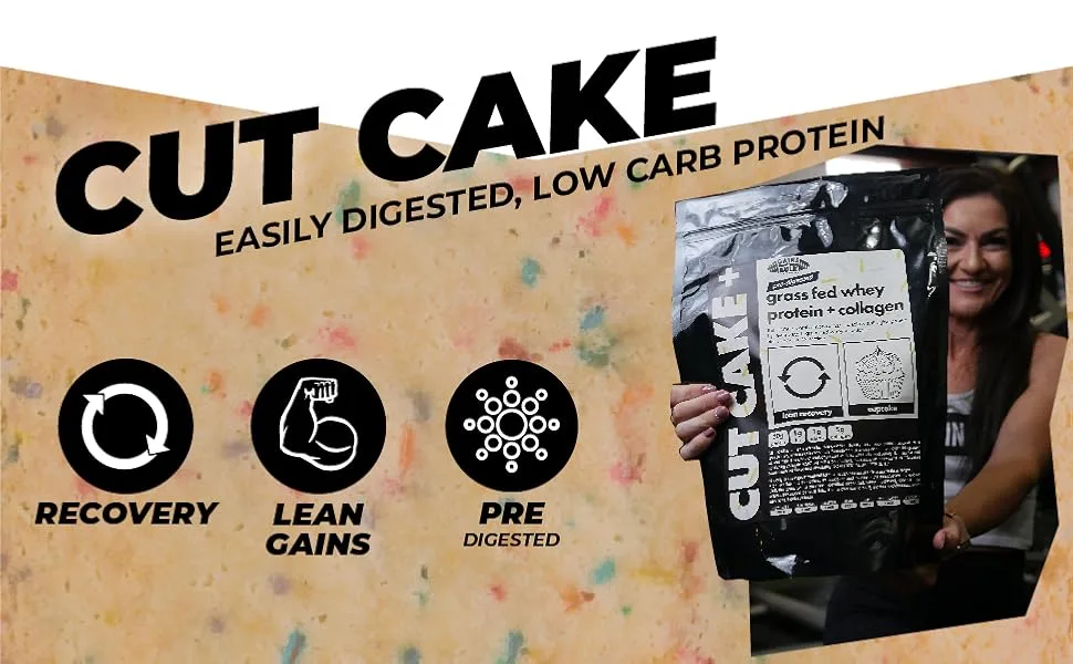 CutCake Low Fat Low Carb Protein with Collagen Peptides Gains in Bulk 2.6 lbs - cake