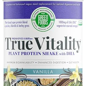 Green Foods True Vitality Plant Protein Shake with DHA Vanilla - 25.2 oz - true vitality