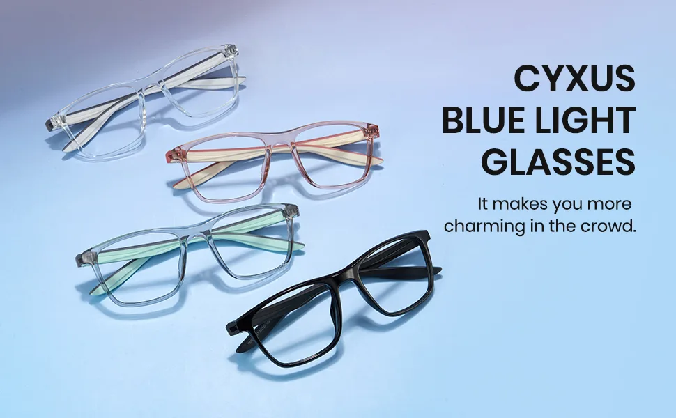 Cyxus Square Blue Light Blocking Glasses for Women Men Tr90 Frame Anti Eye Strain UV400 Protection Computer Glasses 8188 Transparent - Anti blue light eyewear