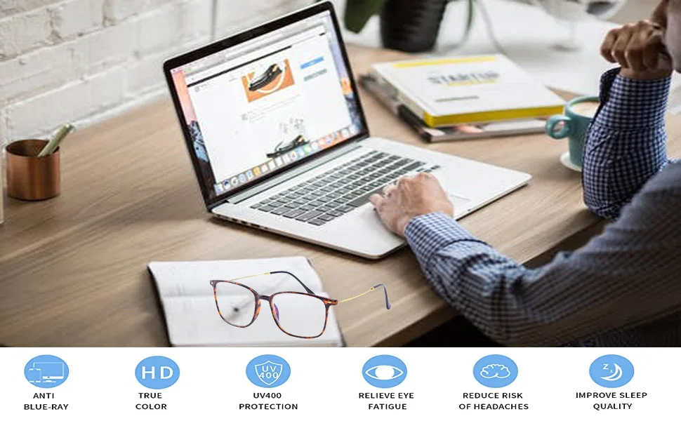FEISEDY Blue Light Blocking Computer Reading Glasses Lightweight Frame Anti Eyestrain for Men Women B2681 Black 3.0 x - 2681-002