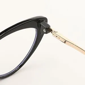 FEISEDY Cat Eye Glasses Vintage Classic Fashion Glasses for Women Blue Light Blocking Glasses B2363 Bright Black Frame - SPRING hinge