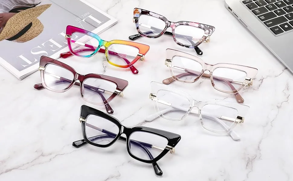 FEISEDY Cateye Blue Light Blocking Glasses for Women Fashion Cat Eye Frame Glasses B2984 001 Black Frame 52 Millimeters - product information 2