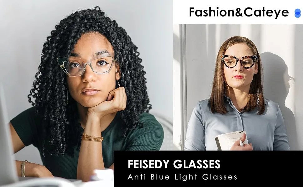 FEISEDY Cateye Blue Light Blocking Glasses for Women Fashion Cat Eye Frame Glasses B2984 001 Black Frame 52 Millimeters - product information 3