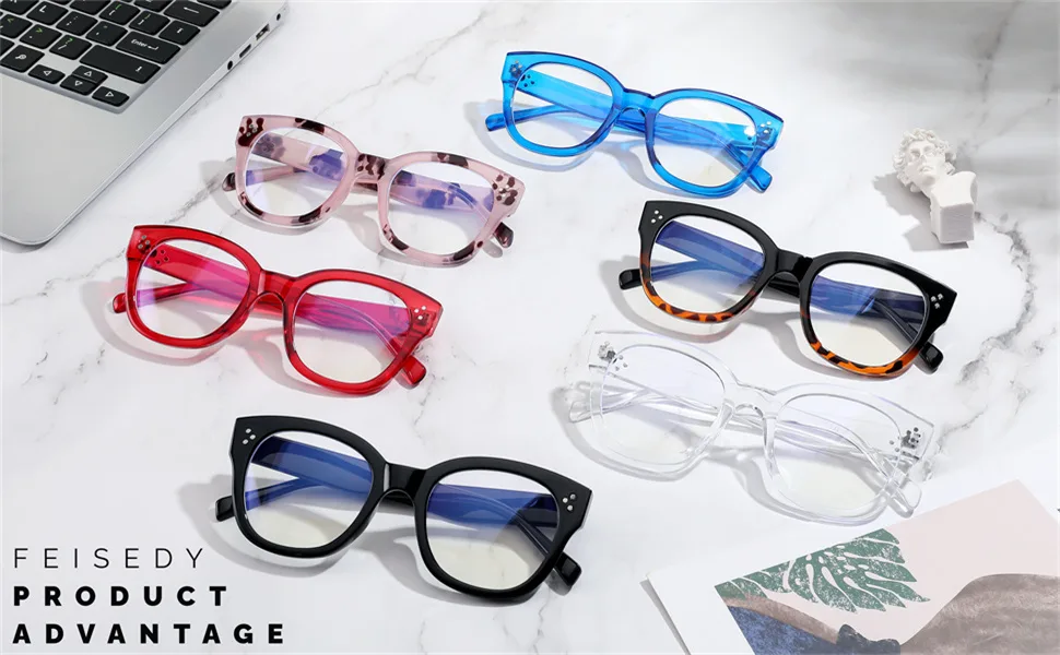 FEISEDY Classic Cat Eye Blue Light Blocking Glasses Women Oversized Butterfly Computer Eyewear B9092 Black 49 Millimeters - product information 2