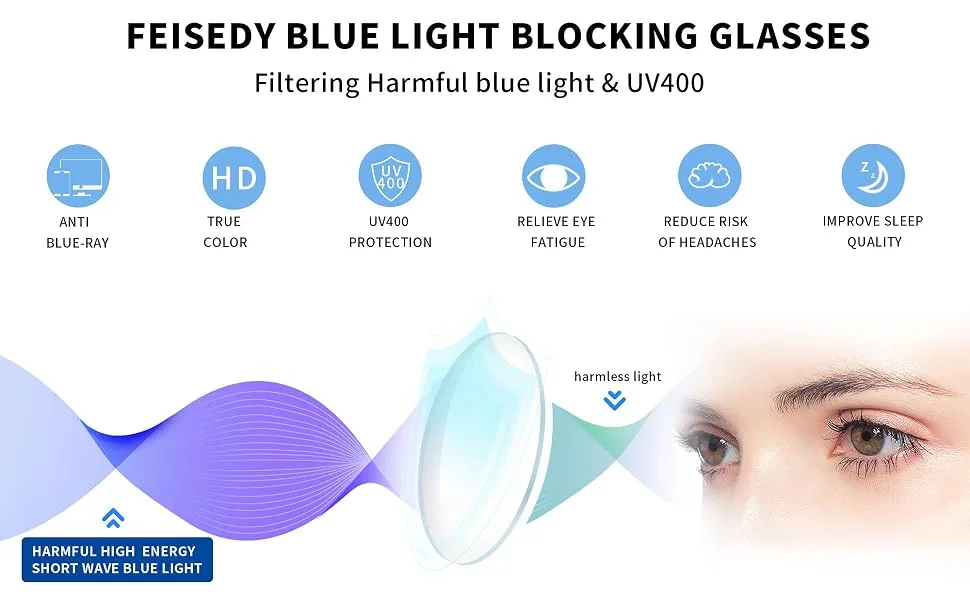 FEISEDY Classic Square Blue Light Blocking Glasses Women Men Trendy Flat Top Computer Eyeglasses B2870 003 Leopard 48 Millimeters - BLUE