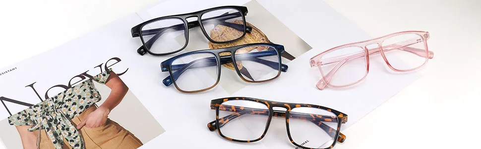 FEISEDY Classic Square Blue Light Blocking Glasses Women Men Trendy Flat Top Computer Eyeglasses B2870 003 Leopard 48 Millimeters - product information 2
