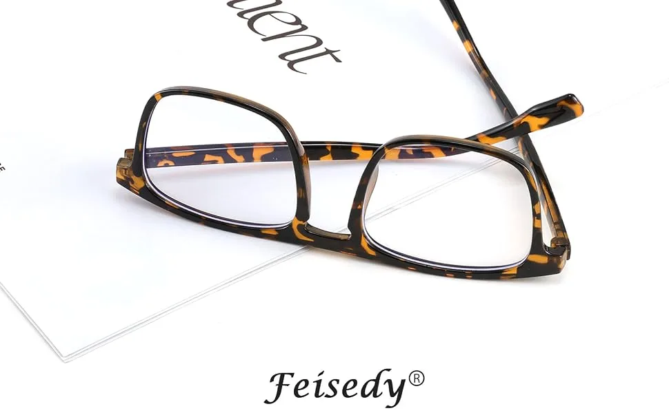 FEISEDY Classic Square Blue Light Blocking Glasses Women Men Trendy Flat Top Computer Eyeglasses B2870 003 Leopard 48 Millimeters - product information 3