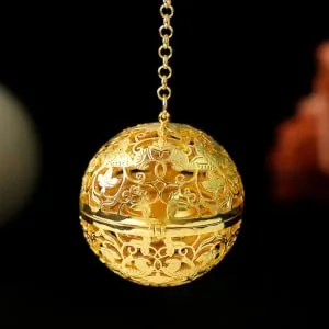 Vintage Cage Locket Pendants Brass Hollow Round Diffuser Cage Locket Aromatherapy Essential Oil Diffuser Charms for DIY Jewelry Making Craft Golden - product information 2