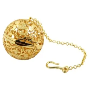 Vintage Cage Locket Pendants Brass Hollow Round Diffuser Cage Locket Aromatherapy Essential Oil Diffuser Charms for DIY Jewelry Making Craft Golden - product information 4