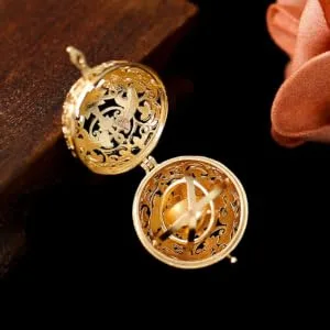 Vintage Cage Locket Pendants Brass Hollow Round Diffuser Cage Locket Aromatherapy Essential Oil Diffuser Charms for DIY Jewelry Making Craft Golden - product information 5