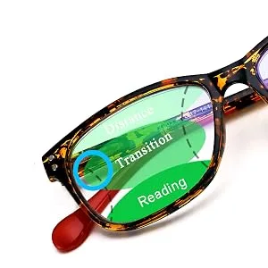FEISEDY Progressive Multifocus Rectangular Blue Light Blocking Reading Glasses TR90 Frame B2587 Leopard Frame Red Temple 1.5 x - 2587-reading