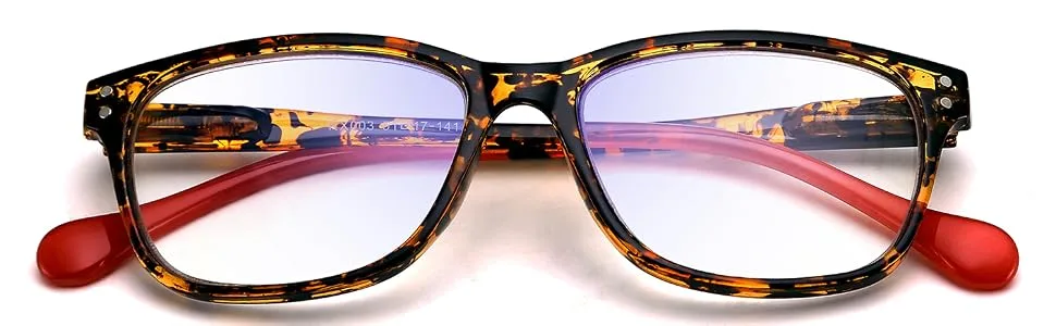 FEISEDY Progressive Multifocus Rectangular Blue Light Blocking Reading Glasses TR90 Frame B2587 Leopard Frame Red Temple 1.5 x - 2587-red