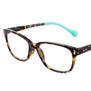 FEISEDY Progressive Multifocus Rectangular Blue Light Blocking Reading Glasses TR90 Frame B2587 Leopard Frame Red Temple 1.5 x - green