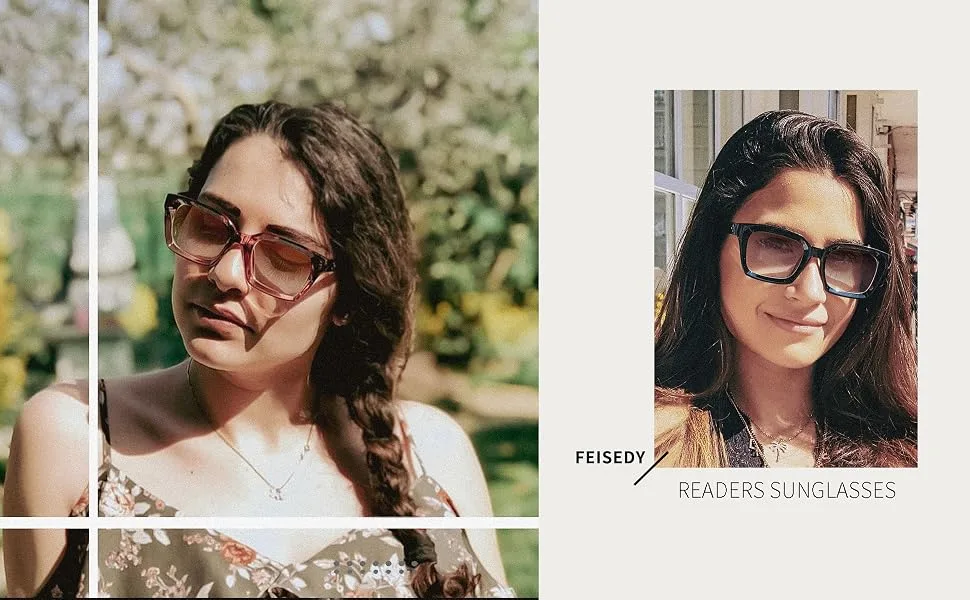 FEISEDY Reader Sunglasses for Women Men Square Tinted Reading Glasses B2895 Leopard Frame & Gradual Tea Lens 2.5 x - feisedy reading glasses