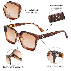 FEISEDY Reader Sunglasses for Women Men Square Tinted Reading Glasses B2895 Leopard Frame & Gradual Tea Lens 2.5 x - reader glasses