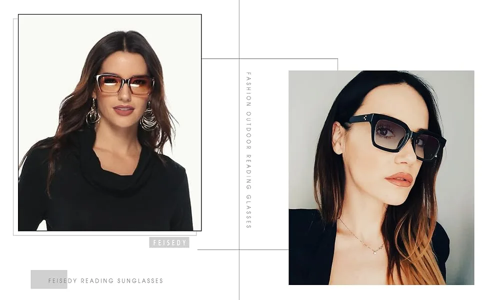 FEISEDY Reader Sunglasses for Women Men Square Tinted Reading Glasses B2895 Leopard Frame & Gradual Tea Lens 2.5 x - women glasses frame