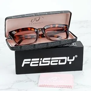 FEISEDY Reader Sunglasses for Women Men Square Tinted Reading Glasses B2895 Leopard Frame & Gradual Tea Lens 2.5 x - women sunglasses