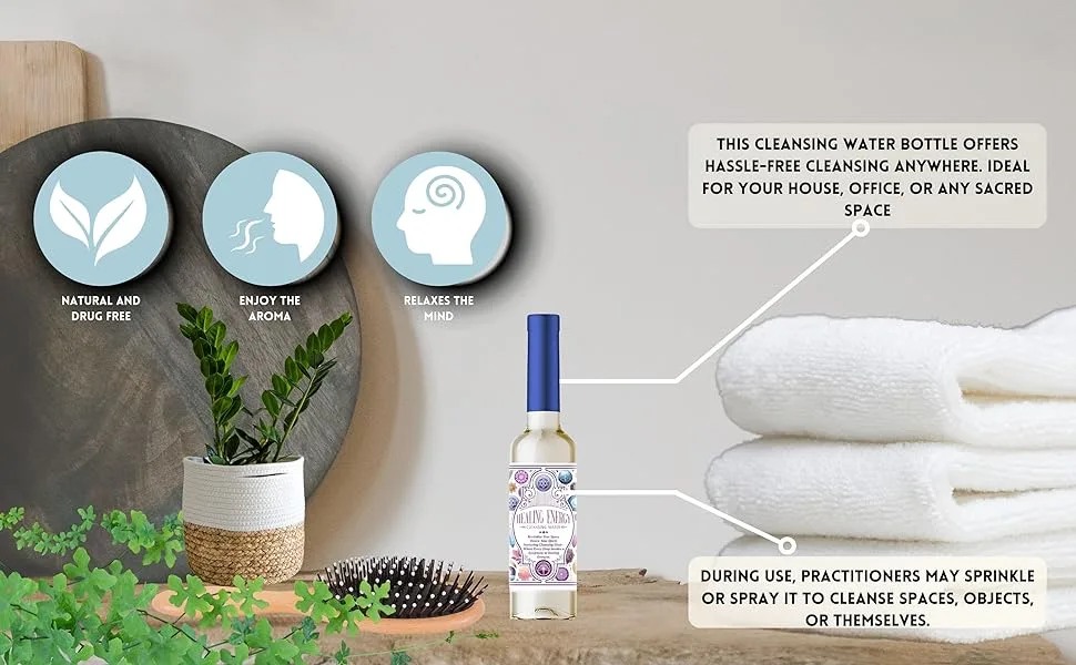 Soul Sticks Cleansing Water 7.5 oz. Bottle for Clearing Negative Energy and Purifying Home (Positive Vibes) - Cleansing Water Bottle