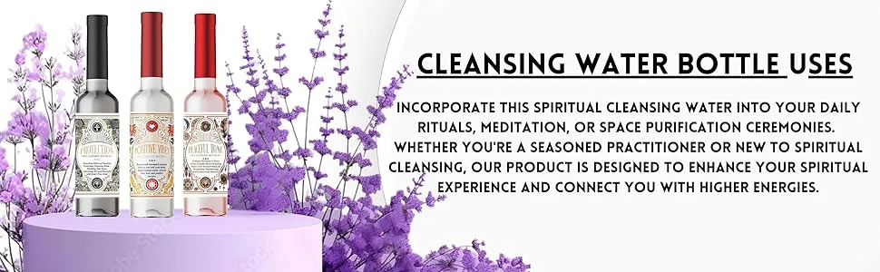 Soul Sticks Cleansing Water 7.5 oz. Bottle for Clearing Negative Energy and Purifying Home (Positive Vibes) - Cleansing Water Bottle