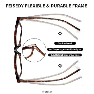 FEISEDY Square Cat Eye Anti Blue Light Blocking Glasses Women Shiny Oversized Frame Computer Eyeglasses Spring Hinge B2688 C5 Clear Pink Shiny Frame 53 Millimeters - 268800006