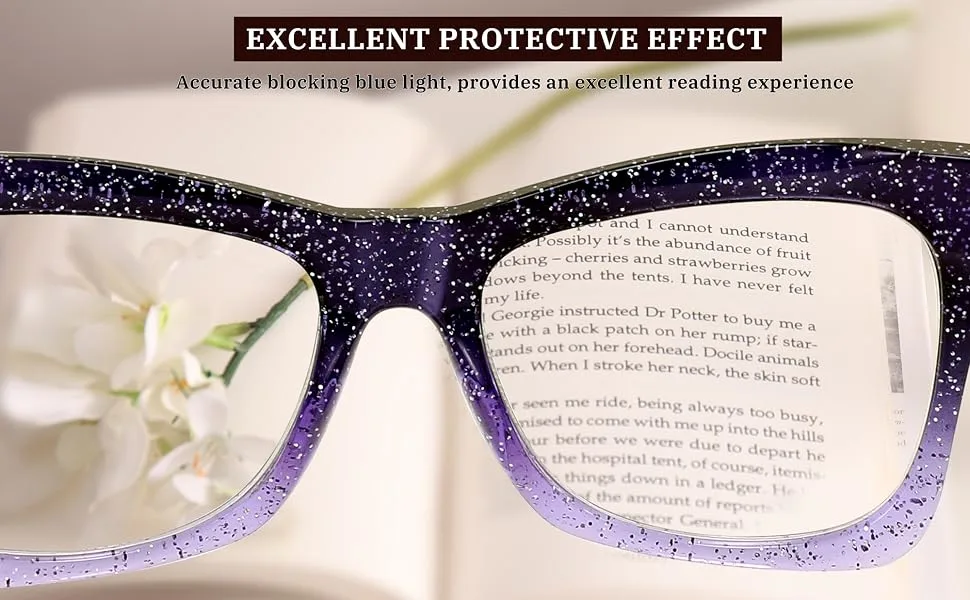 FEISEDY Square Cat Eye Anti Blue Light Blocking Glasses Women Shiny Oversized Frame Computer Eyeglasses Spring Hinge B2688 C5 Clear Pink Shiny Frame 53 Millimeters - 26880003