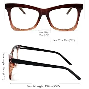 FEISEDY Square Cat Eye Anti Blue Light Blocking Glasses Women Shiny Oversized Frame Computer Eyeglasses Spring Hinge B2688 C5 Clear Pink Shiny Frame 53 Millimeters - 26880005