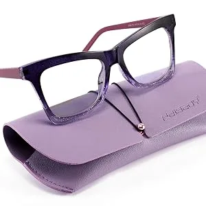 FEISEDY Square Cat Eye Anti Blue Light Blocking Glasses Women Shiny Oversized Frame Computer Eyeglasses Spring Hinge B2688 C5 Clear Pink Shiny Frame 53 Millimeters - 26880007