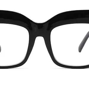 FEISEDY Women's Square Oversized Blue Light Filtering Reading Glasses B2627 Black 2.0 x - 26270002