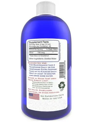 25 ppm 16 oz Colloidal Silver Natural Immune Support Health Supplement - Blue Ridge Silver 10 ppm colloidal silver