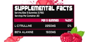 The Best Tasting Pump Gummy for Men & Women | Intense Increased Endurance Muscular Strength & Pumps | Stackable Pre Workout Gummies | 40 Gummies 10 Servings - Supplemental Facts